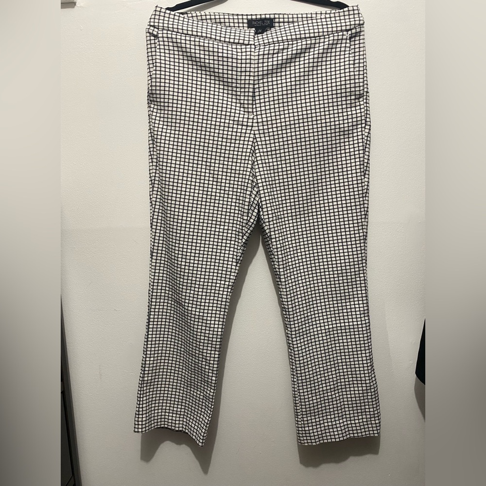 Size 12 Rachel Zoe Back and White Midrise Cropped Straight Leg Dress Pants